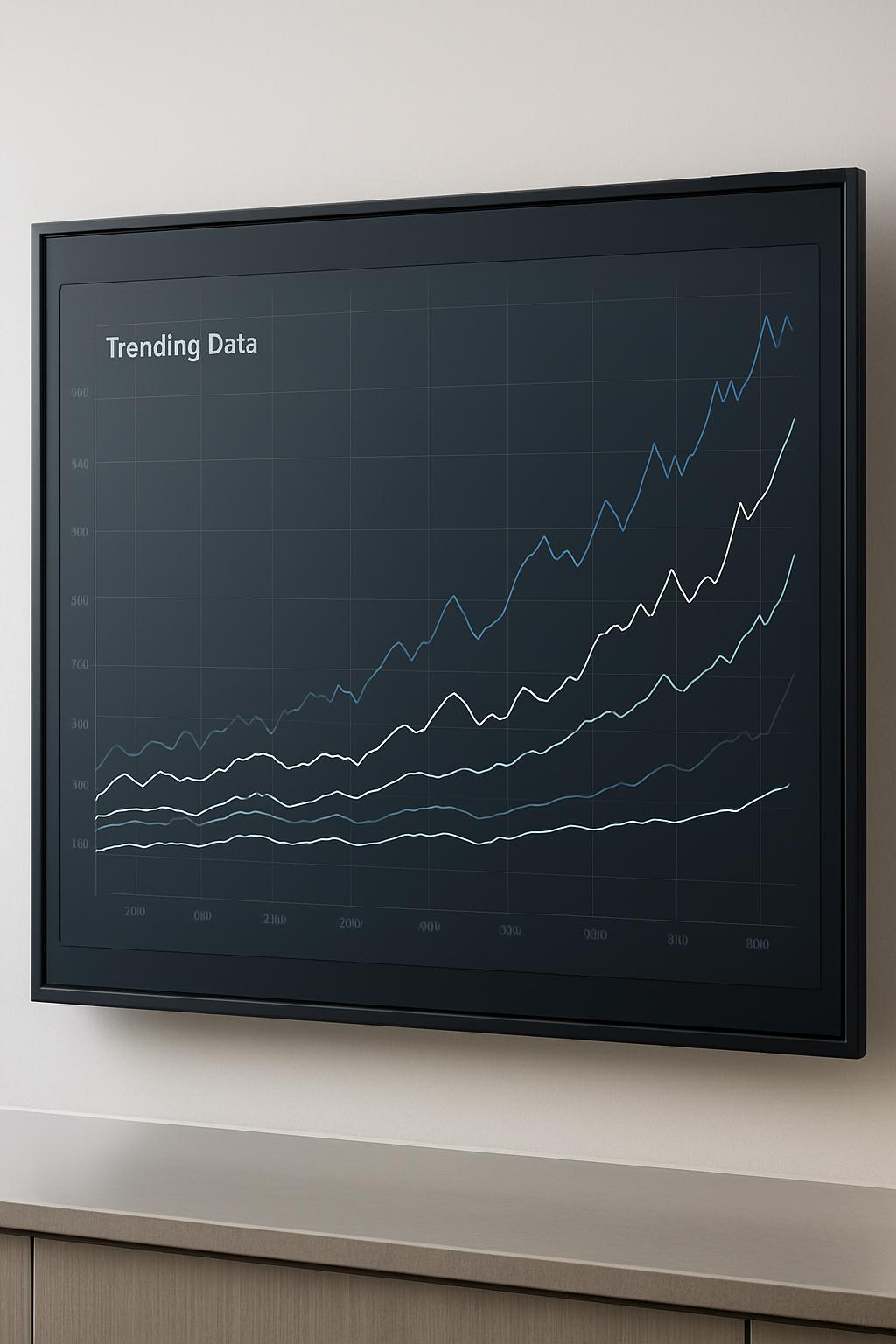 Trending data line graph; dark colored frame.