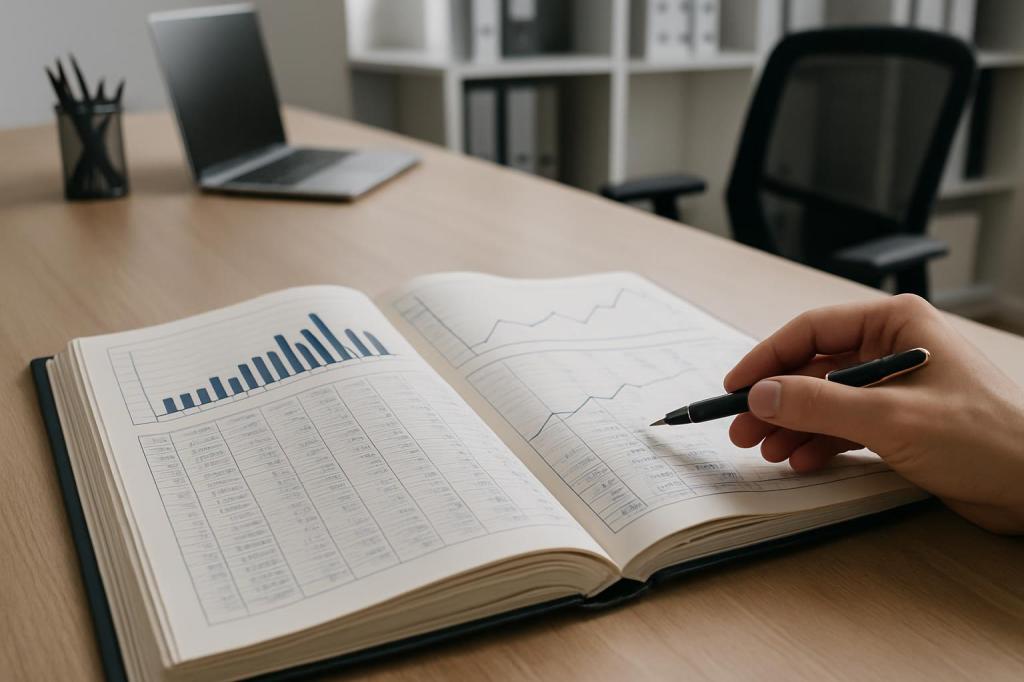 Person planning or reviewing financial documents in an office setting.